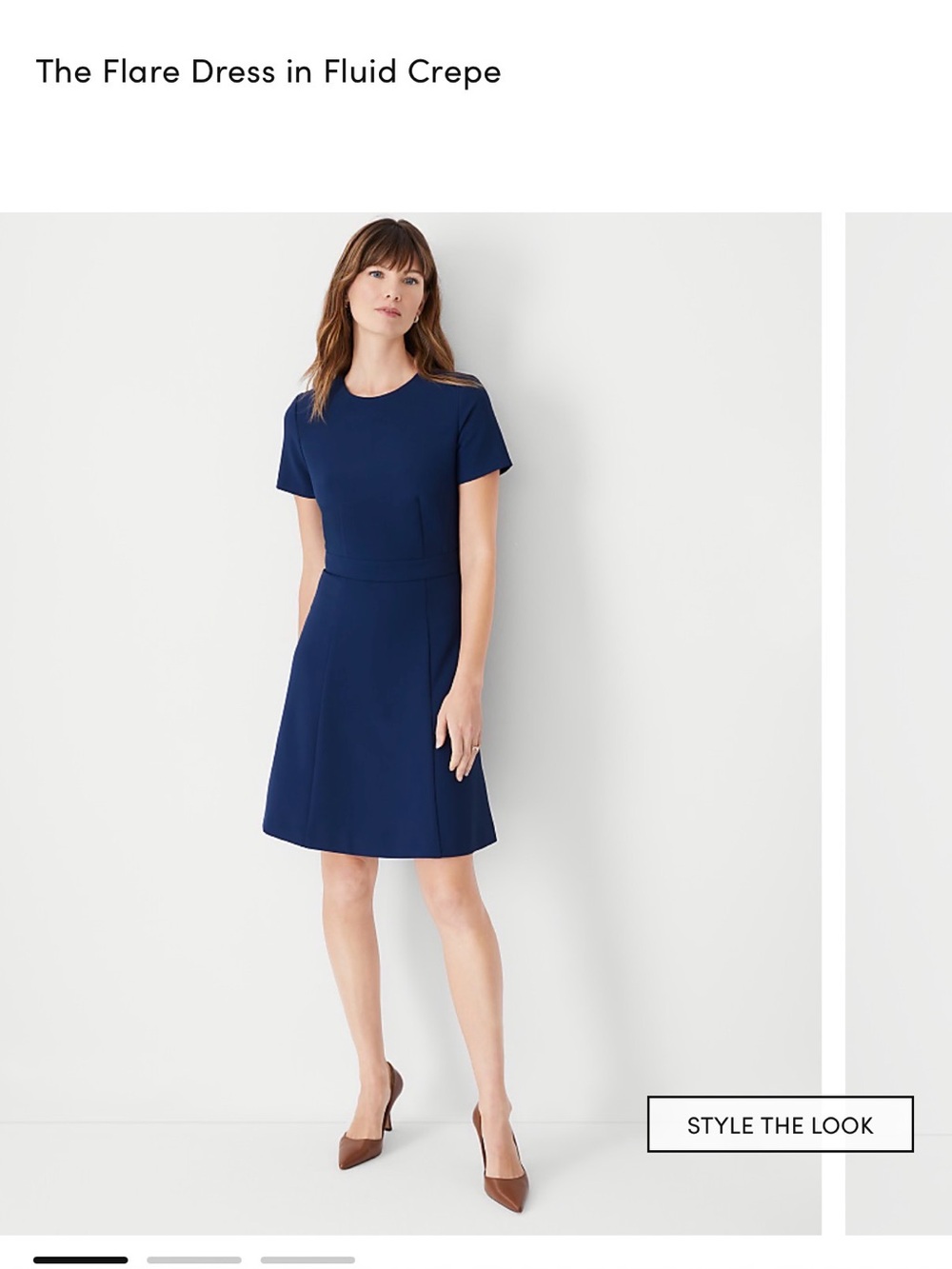 Ann Taylor Navy Flare Crepe Dress